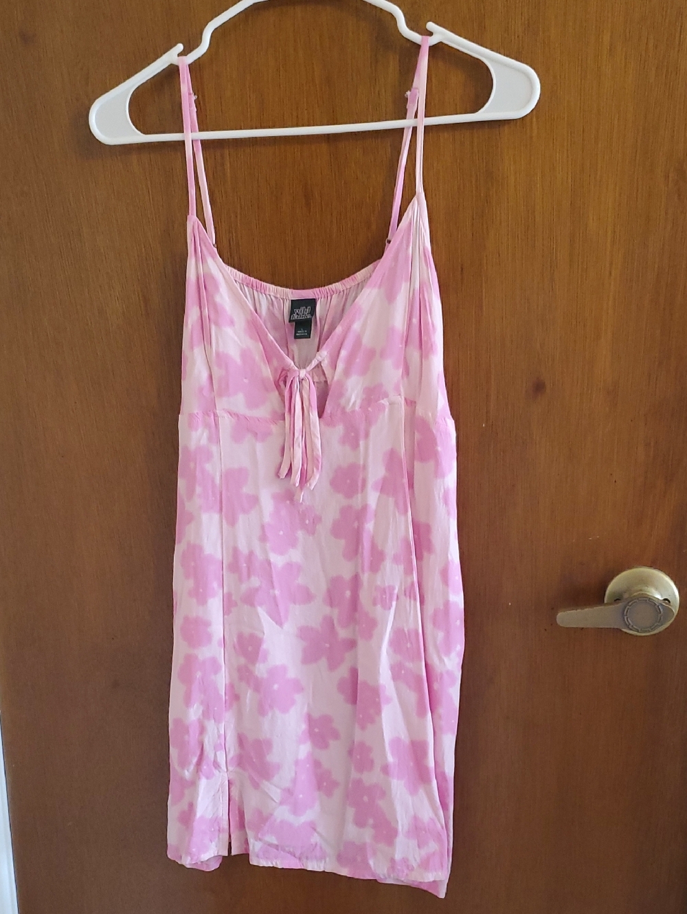 wild fable Pink Tie-Front Floral Slip Dress